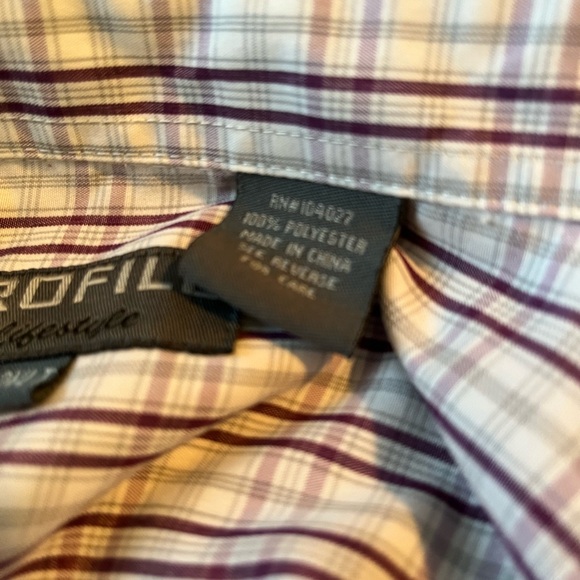 Profile Lifestyle 2XLT Men’s Shirt Burgundy/White Button Up - Picture 4 of 6